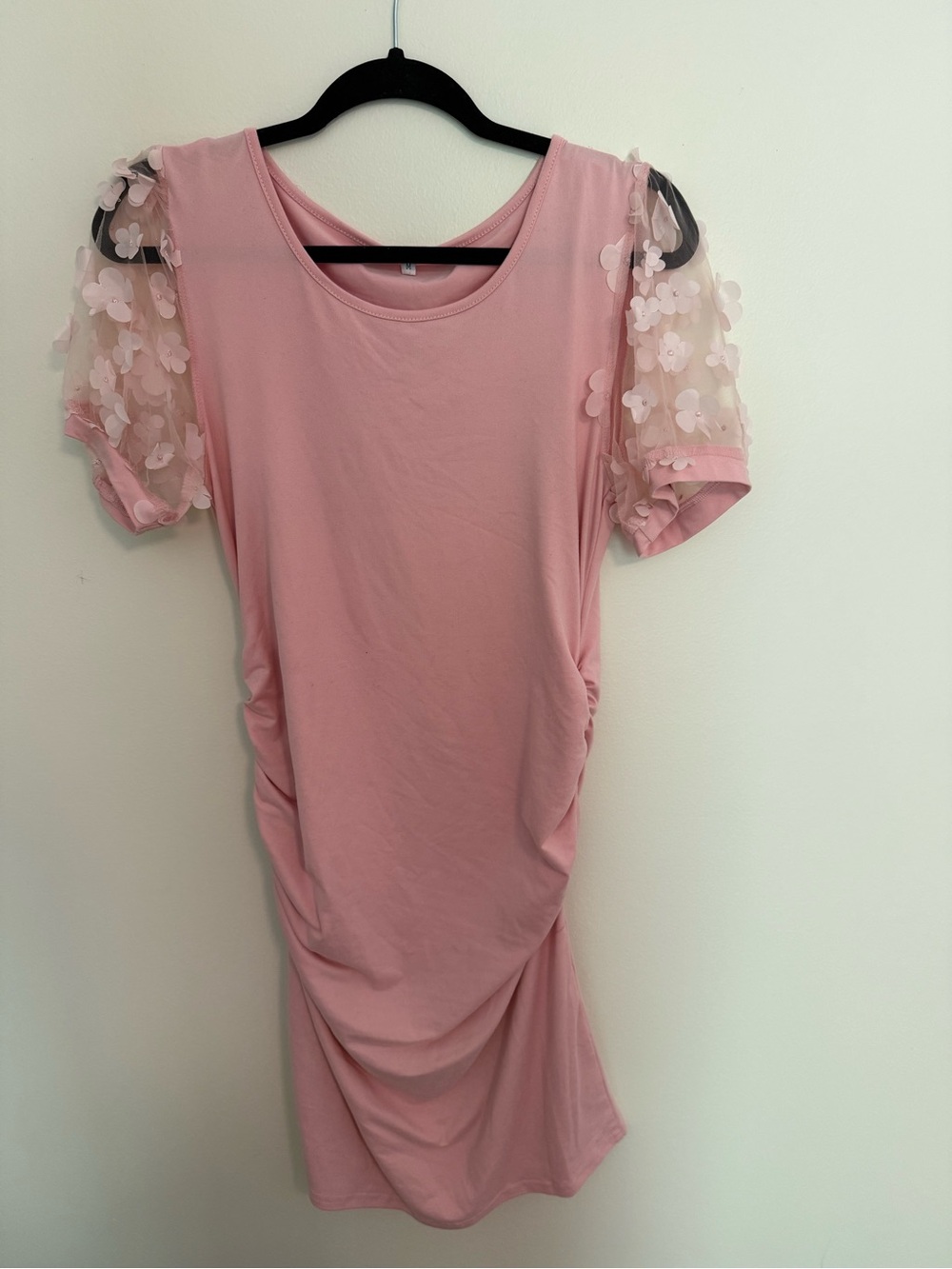 Pink Short Sleeve Floral Maternity Dress